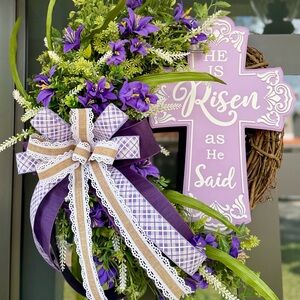 Easter wreath, Cross wreath, He is Risen as he said Wreath, Front Door Wreath